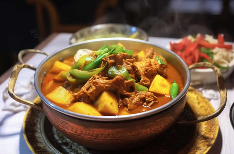 桌子上的美味土豆焖鸡肉,高清,摄影图,摄影图片,图片大全,摄影图免费下载